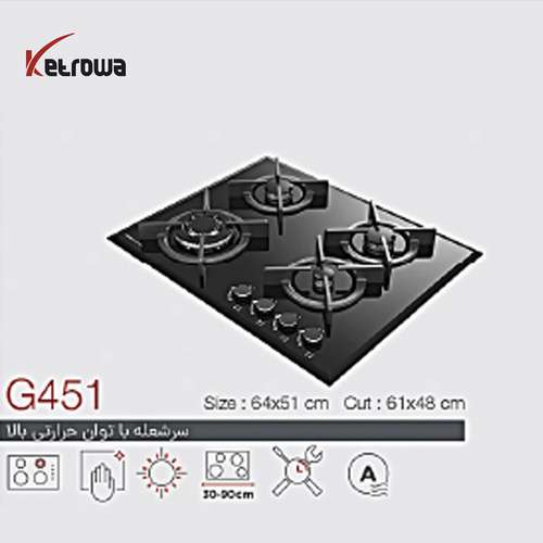اجاق گاز شیشه ای چهار شعله سفید G451-W/ (FI) (DI)